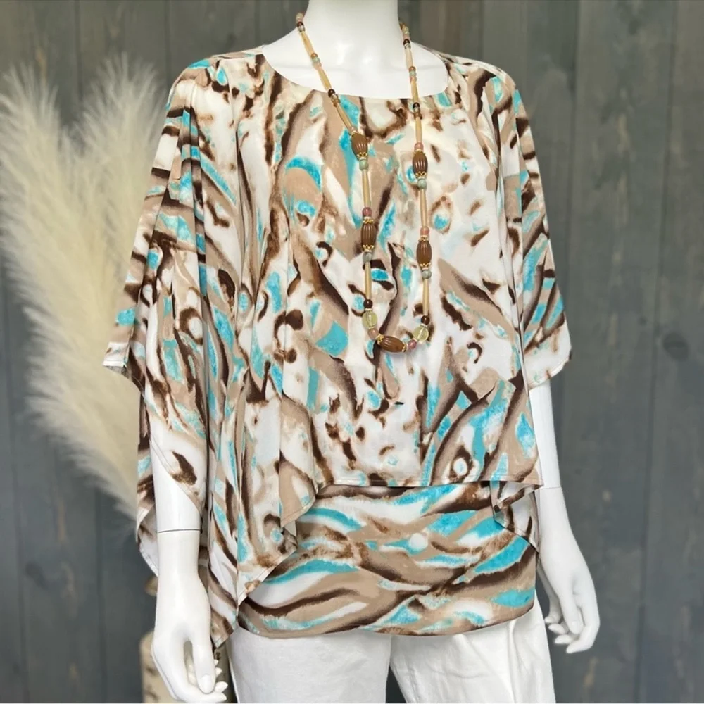 🛑 𝙎𝙊𝙇𝘿 𝙊𝙐𝙏 🛑 𝘾𝙝𝙞𝙘𝙤'𝙨 Travelers Collection Women’s Kimono Style Blouse Size 1 - Picture 3 of 13